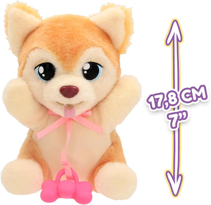 BABY PAWS Yummy Shiba Inu, Interaktiver Plüschwelpe zum Herumtragen, dessen Bauch beim Füttern wächs