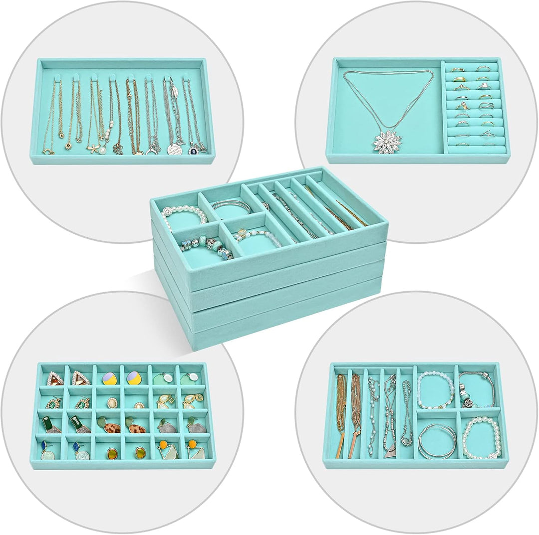 ProCase Schmucktablett Organizer mit 4 Schmuckschalen, Stapelbar Schmuck Schublade Organizer, Schmuc