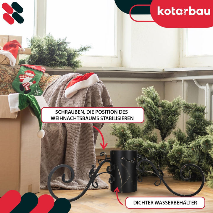 KOTARBAU® Weihnachtsbaumständer mit Wassertank für grosse Bäume Metall goldene Patina Tannenbaumstän