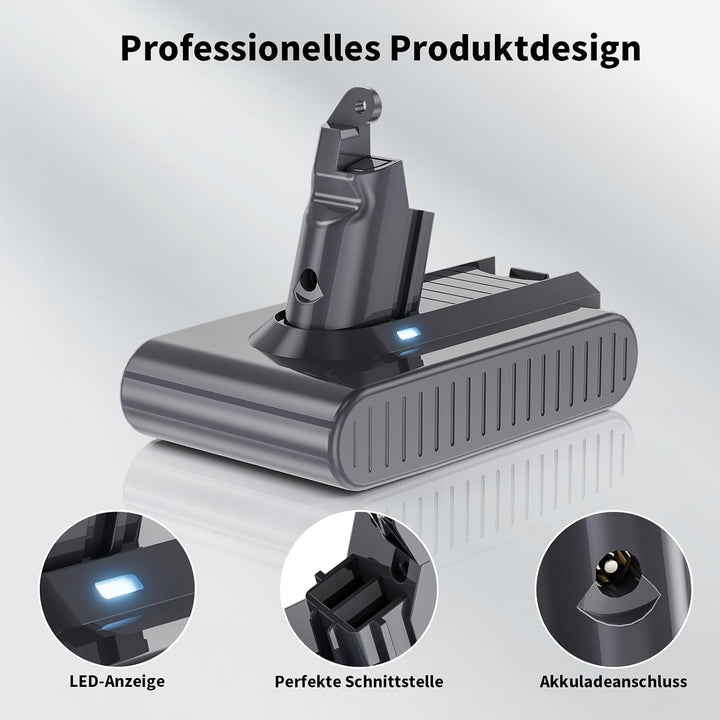 Akku für Dyson V6, Ersatzakku für Dyson V6 Staubsaugern (mit 2 Filter) | Ersatz für Dyson V6 Akku, E
