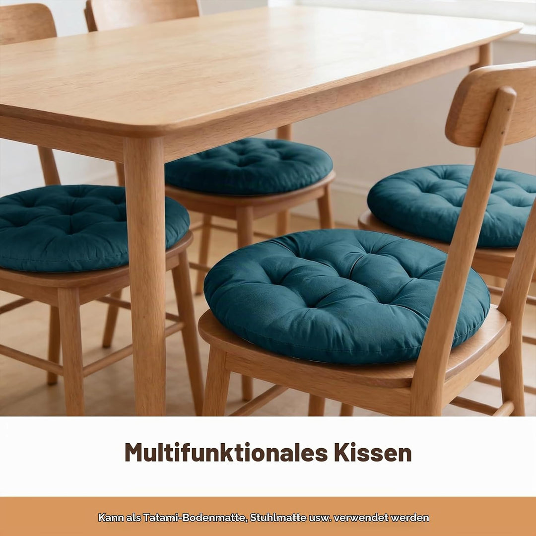 4er Set Stuhlkissen Rund, 40cm Bequemes Sitzkissen Gefüllte Sitzkissen, Runden Bodenkissen Stuhlaufl