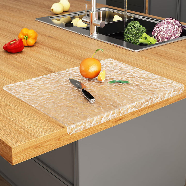 JJL Acryl Schneidebrett mit Thekenlippe 51 x 40 cm - BPA-frei, rutschfest, Wellenmuster - Multifunkt
