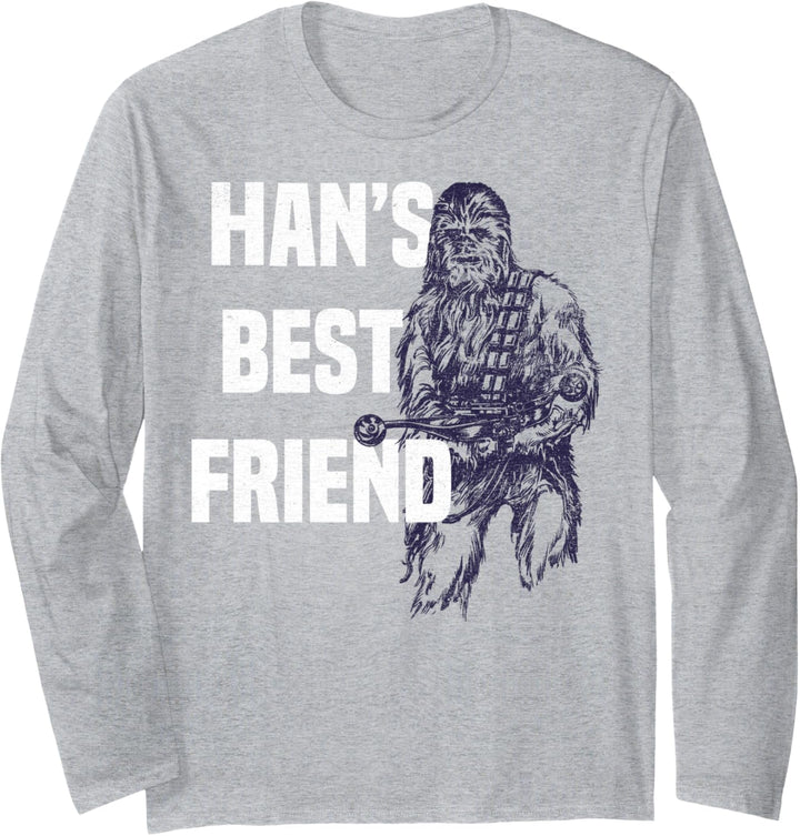 Star Wars Chewbacca Han's Best Friend Text Portrait Langarmshirt