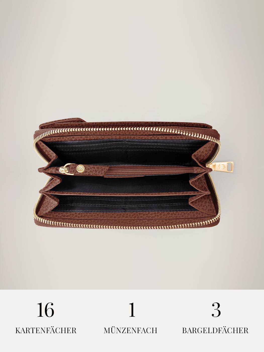 Lazarotti Bologna XL Leder Damen-Geldbörse &amp; Handytasche (2-in-1) | 16 Kartenfächer | zum Umhängen m