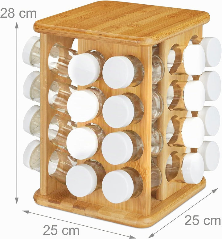 Relaxdays XXL Gewürzkarussell, drehbar, 32 Gewürzgläser, aromadichte Aufbewahrung, Gewürze Organizer