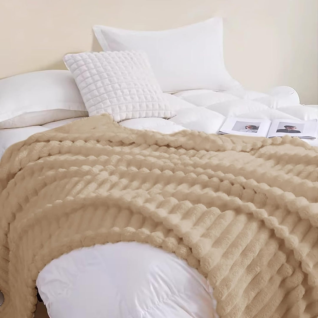CALIYO Kuscheldecke Flauschig Decke Wohndecke Warme Cord-Fleece Wolldecke Dicke Sofadecke Couchdecke