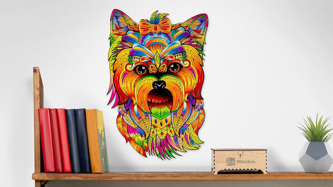 WOODVIO - Holzpuzzle für Erwachsene und Kinder - Yorkie, Fantasy-Puzzle in Tierform, 172 einzigartig