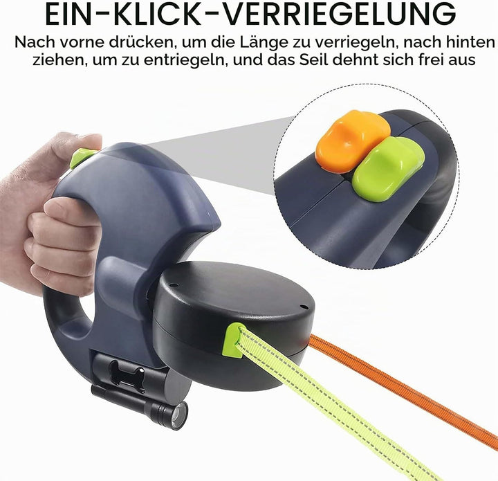 Doppelte Einziehbare Hundeleine 3m Flexible Rollleine mit LED Licht, Automatische Lange Hundeleine f