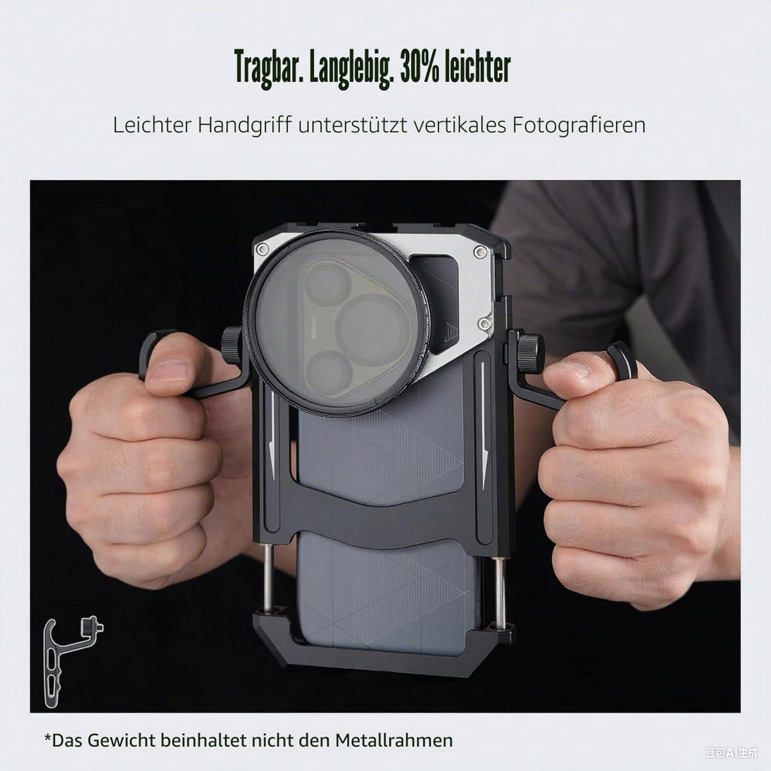 Hersmay Universal Phone Video Rig Kit with Handles + 67mm Thread Filter Adapter Phone Cage for iPhon