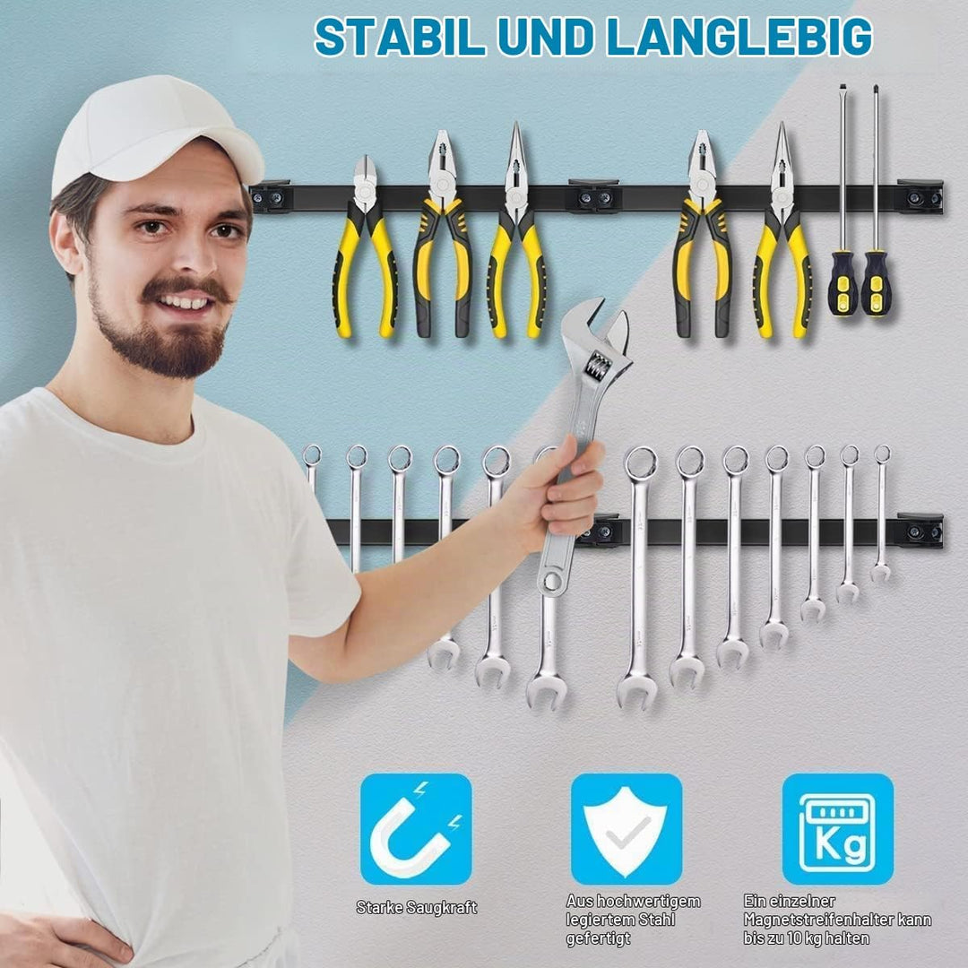 5 Stück Werkzeug Magnetleiste Set 40cm, Stark Magnetschiene Magnetische Werkzeughalter Wand, Magnet
