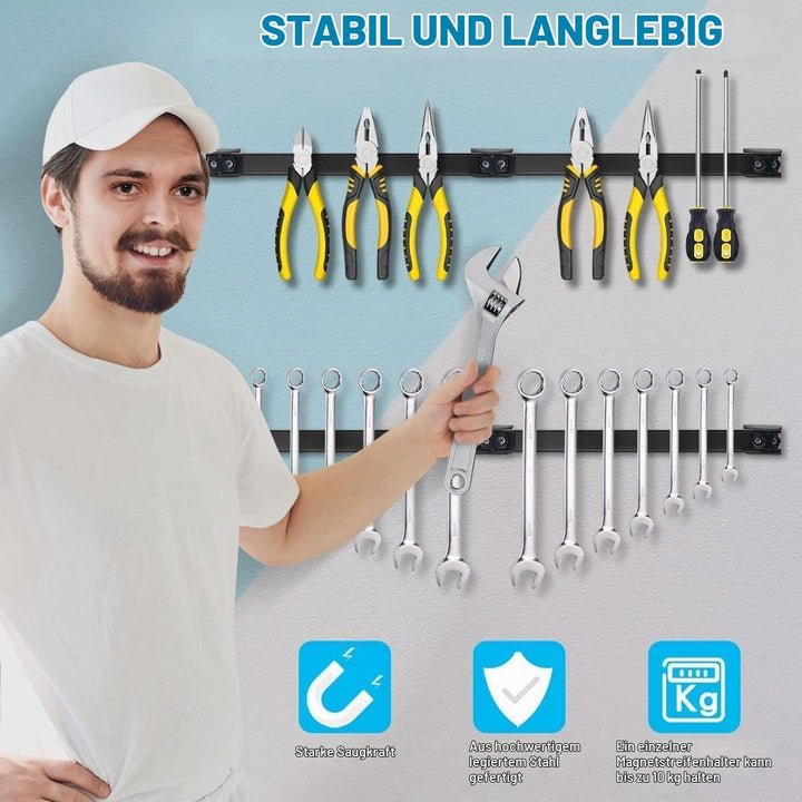 5 Stück Werkzeug Magnetleiste Set 40cm, Stark Magnetschiene Magnetische Werkzeughalter Wand, Magnet
