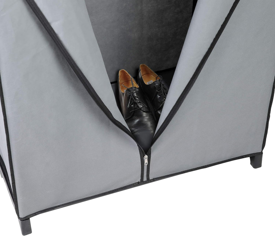 axentia Stoffschrank, ca. 75 x 150 x 50 cm, Grau-schwarz Grau / Schwarz, Grau / Schwarz