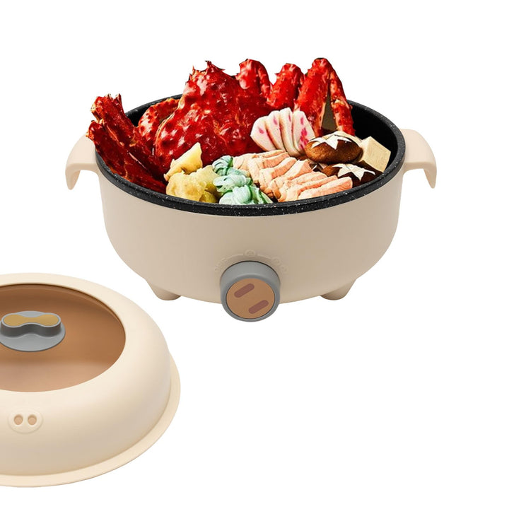Elektrischer Hot Pot 1,5L Mini Multikocher 300W/600W Edelstahl 1–2 Personen | PP Gehäuse Antihaftbes