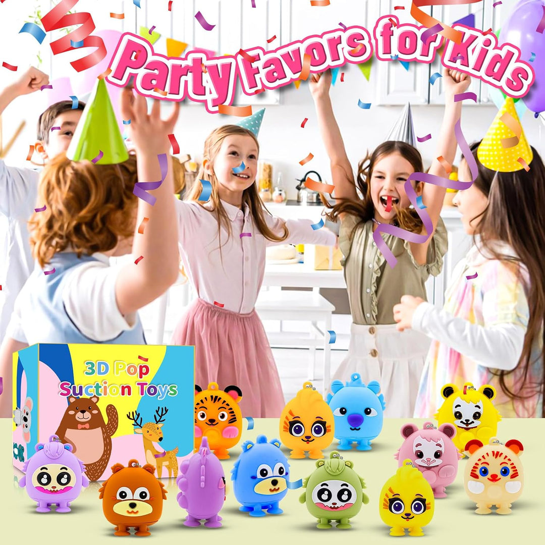 12 Pcs Toy Pop Party Favors for Kids, 3D Animal Pop Balls Its Fidget Toys, Birthday Gifts for Boys G