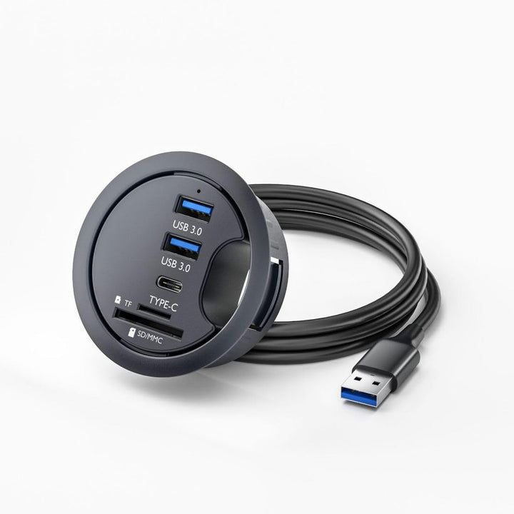 chenyang USB 3.0 Unterputz Desktop Hub,2 USB 3.0 Port/1 USB C Port Hub Tüllenloch 2,36 Zoll (60 mm)