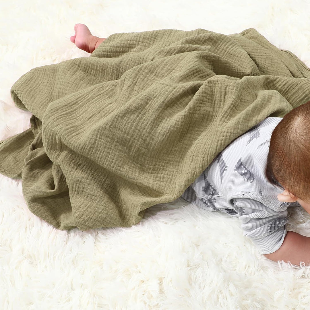 Peepeemax Baby Pucktuch für Neugeborene, Grosse Musselin Tuch 100x100cm, Weich Atmungsaktiv Baumwoll