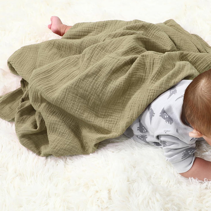 Peepeemax Baby Pucktuch für Neugeborene, Grosse Musselin Tuch 100x100cm, Weich Atmungsaktiv Baumwoll