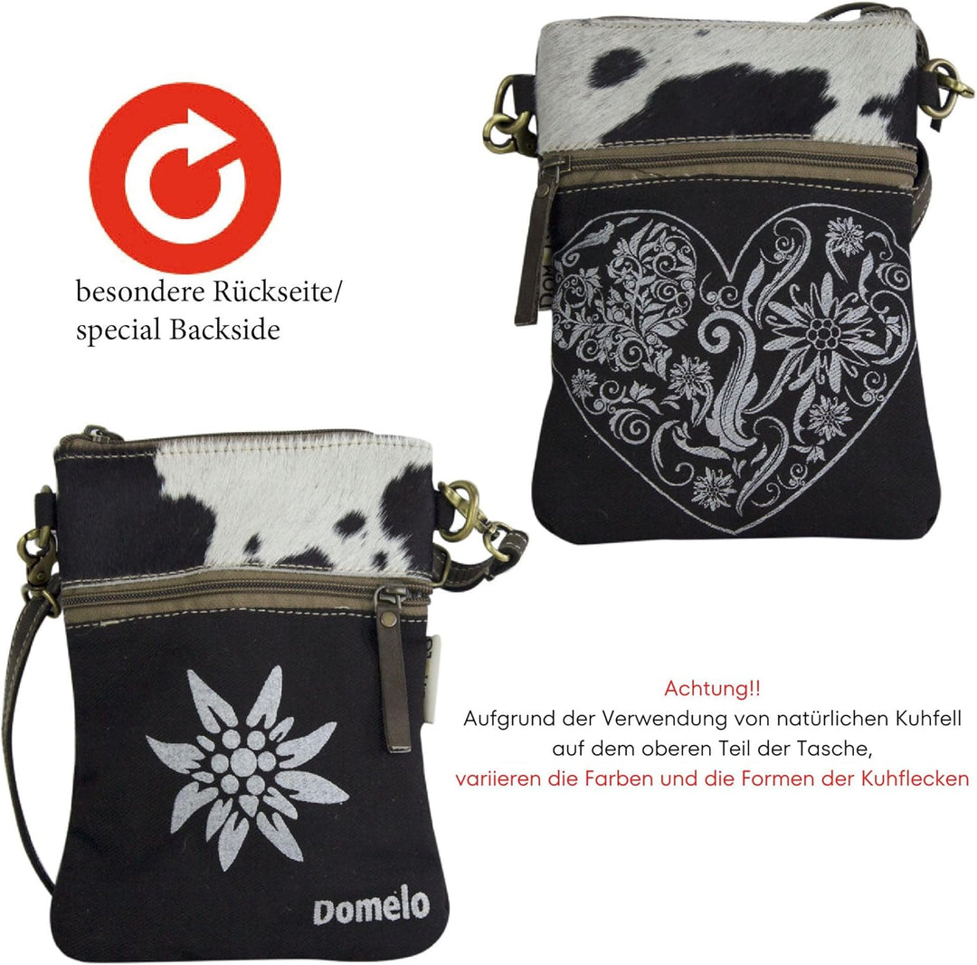 Domelo klein Trachtentasche. Canvas Umhängetasche. Damen Oktoberfest Tasche. Dirndltasche. Schwarze