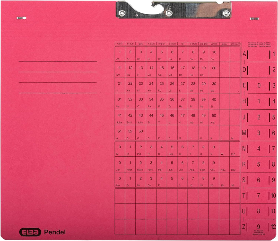 Elba Pendelhefter Zweifalz, A4, Kfm.-und Amtsheftung, Recycling, rot, 25 Stück rot Pendelhefter, Man