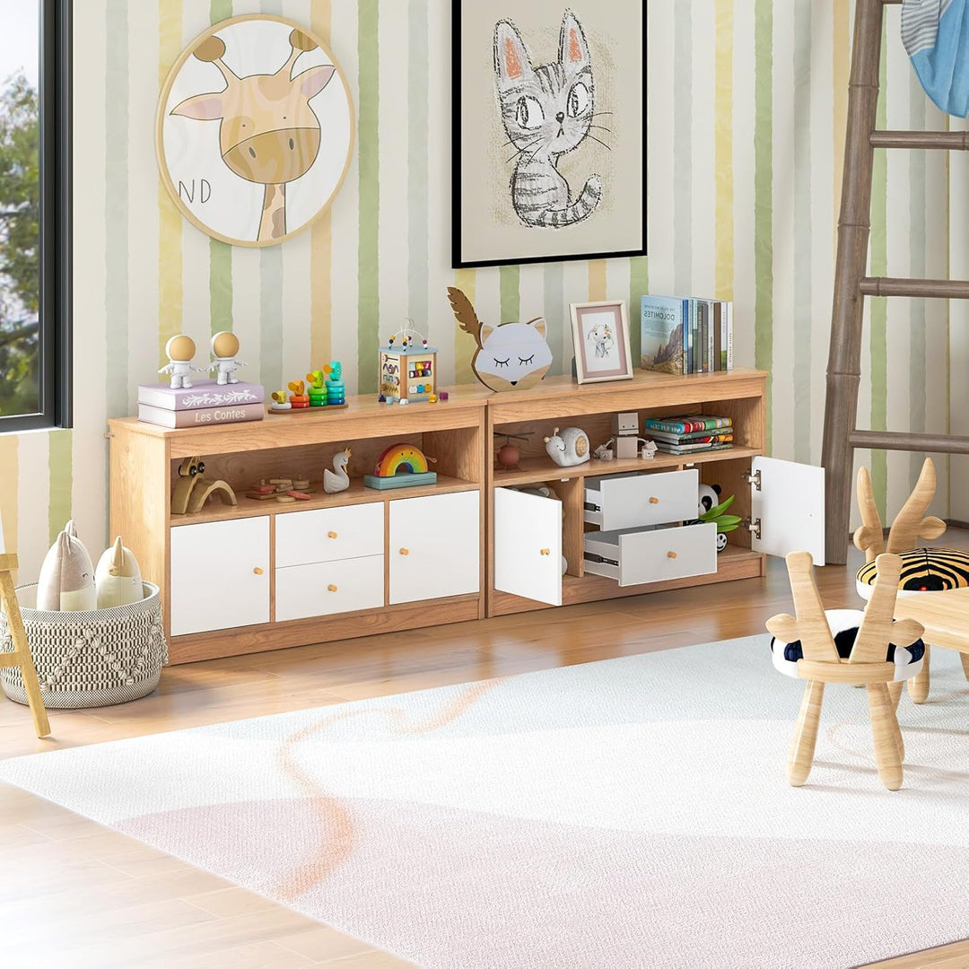 DREAMADE Kinderregal, Spielzeugschrank mit 3 Schubladen auf Rollen, Kinderzimmer Aufbewahrung Spielz