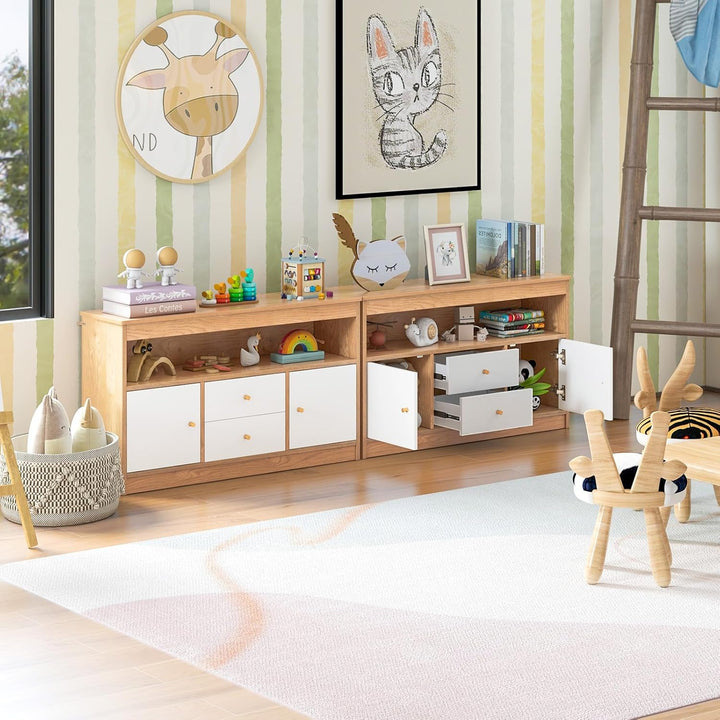 DREAMADE Kinderregal, Spielzeugschrank mit 3 Schubladen auf Rollen, Kinderzimmer Aufbewahrung Spielz