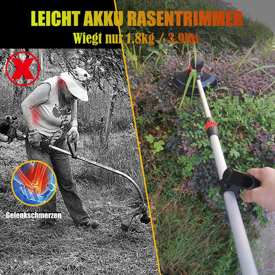 Rasentrimmer mit Akku Freischneider mit Unkrautbürste, 4 in 1 Akku Rasentrimmer mit Unkrautbürste, M