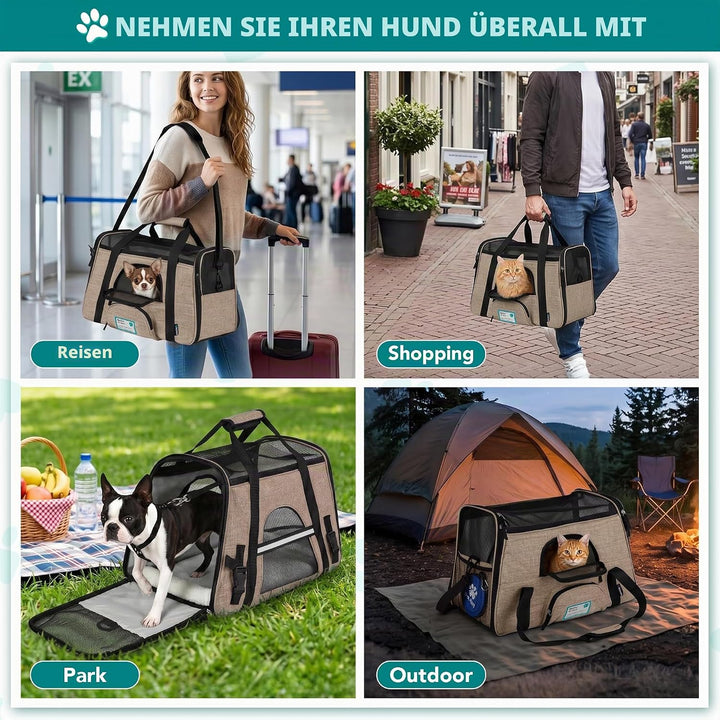 PetAmi Premium Fluggesellschaften zugelassene weiche HaustierReisetasche | belüftetes, komfortables