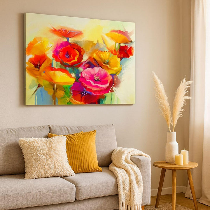 Bilder auf Leinwand 100x70cm Leinwandbild Blumen Frühling Flora Garten Gross Wanddeko Bild Schlafzim
