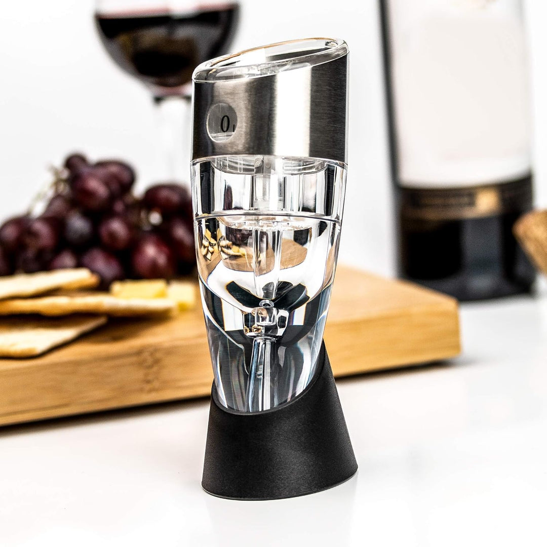 Grunwerg Aperiti Einstellbarer Weinbelüfter in einer Geschenkschatulle aus Bambus – 6 Einstellungen,