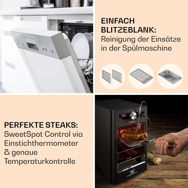 Klarstein Steakreaktor Core - Hochtemperaturgrill, 2100 W, Temperaturbereich: 200-800 °C, Indoor Gri