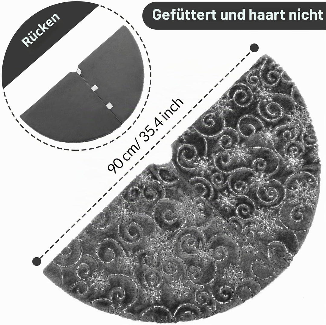 Grau Weihnachtsbaumdecke Plüsch Christmasbaumdecke Kunstfell Weihnachtsbaumteppich Rund Weihnachtsba