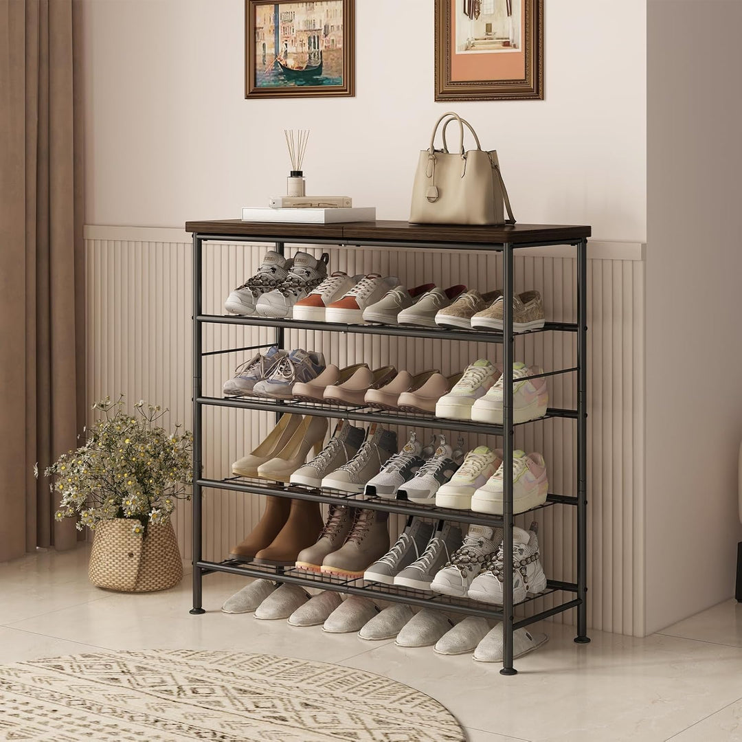 Schuhregal mit 4 Ebenen,Schuhregale aus Hochleistungsmetall mit MDF-Platte,Geeignet für Eingänge,Sch