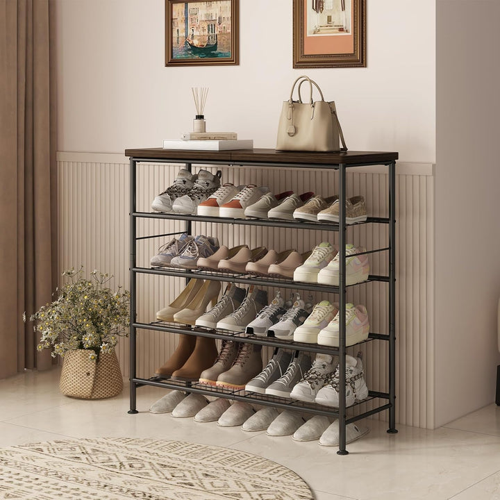 Schuhregal mit 4 Ebenen,Schuhregale aus Hochleistungsmetall mit MDF-Platte,Geeignet für Eingänge,Sch