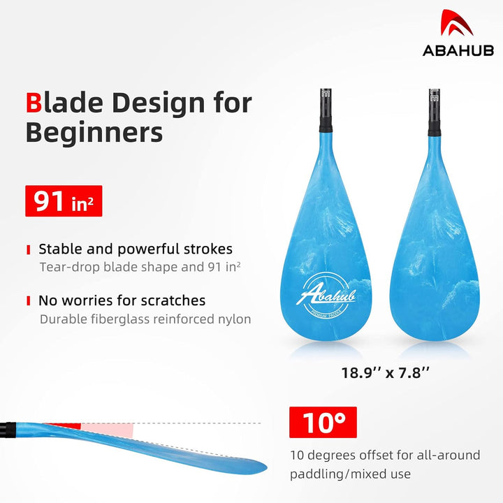 Abahub 3teilig Carbon SUP Paddel mit Paddeltasche Stand Up Teleskoppaddel 170-218cm Karbonschaft+Kun