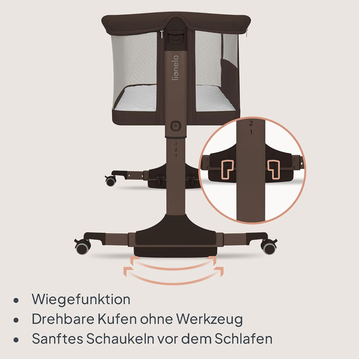 Lionelo Pari Beistellbett 3in1, 6-Fach höhenverstellbar mit Neigungsverstellung für Boxspringbett, a
