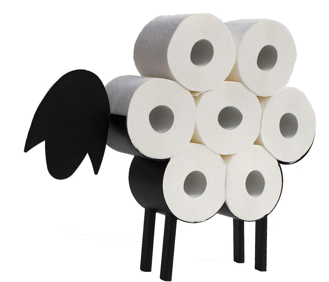 DanDiBo Toilettenpapierhalter Schwarz Metall Schaf WC Rollenhalter Freistehend WC Papierhalter Toile
