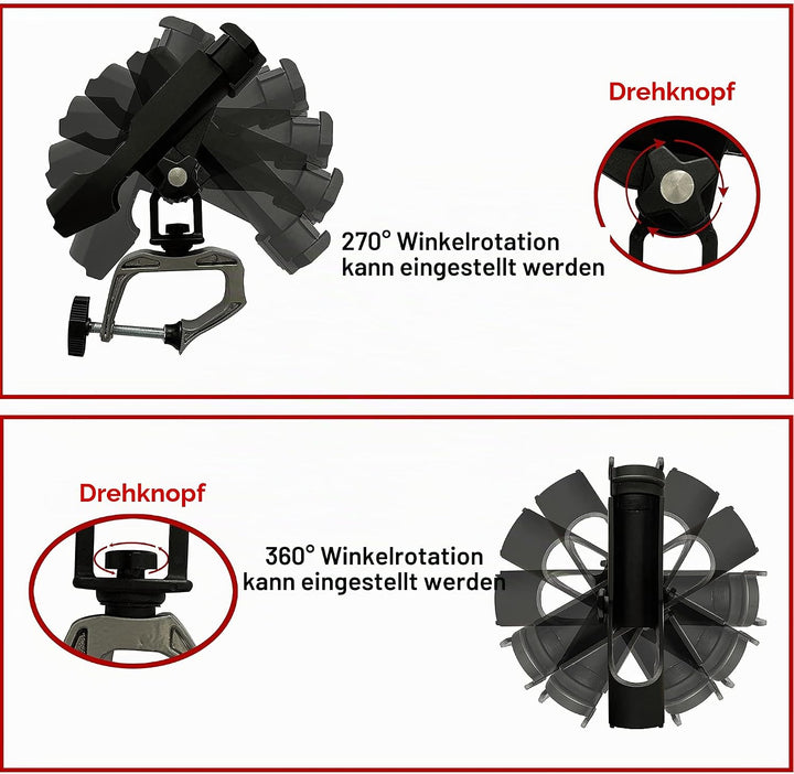 Angelrutenhalter mit grosser Klemmöffnung, 360 Grad verstellbar, Angelrutenhalter, zusammenklappbar