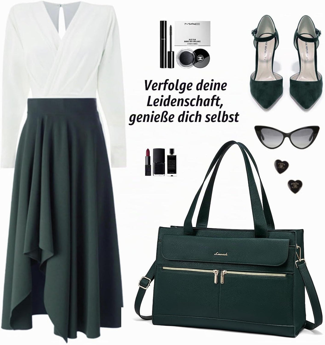 LOVEVOOK Laptop Handtasche Damen, 15,6 Zoll Laptoptasche Shopper Tasche Damen 2 in 1 Umhängetasche,