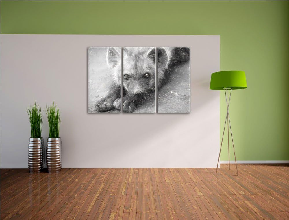 niedliche Hyäne Spezial 3-Teiler Leinwandbild 120x80 Bild auf Leinwand, XXL riesige Bilder fertig ge