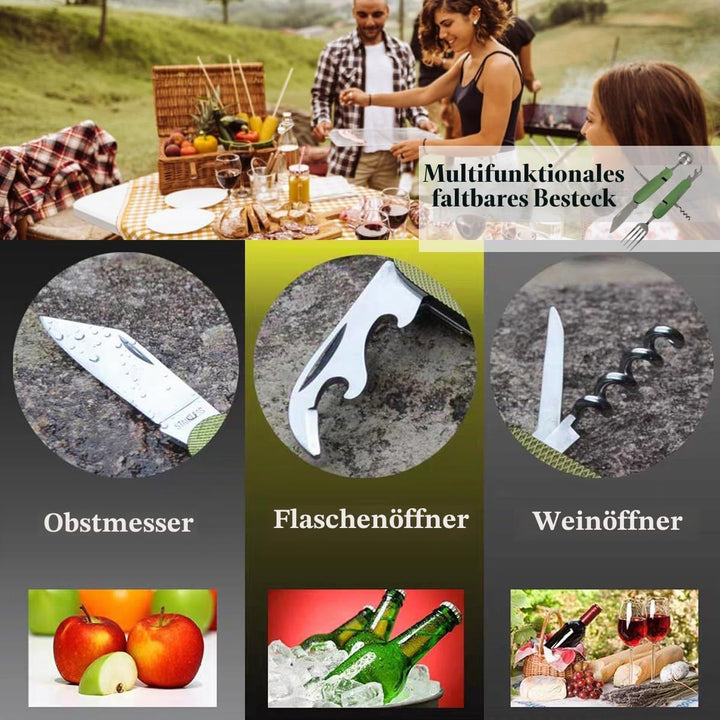 Hiwalker 6 in 1 Edelstahl Klapp besteck Camping besteck Set Outdoor Reise Besteck Kit Abnehmbare Ges