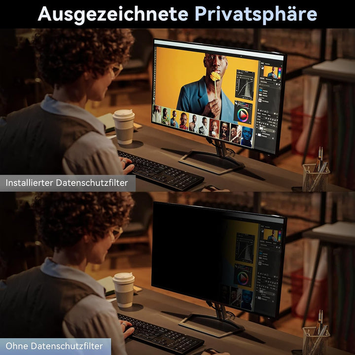 Computer Monitor Sichtschutz 23.6 Zoll Seitenverhältnis 16:9, Anti Blaulicht Blendschutz Displayschu