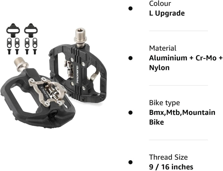 MTB Pedale SPD Flat Kombipedale mit Stollen, Fahrradpedale Kompatibel mit Shimano Pedale SPD, 3 Abge