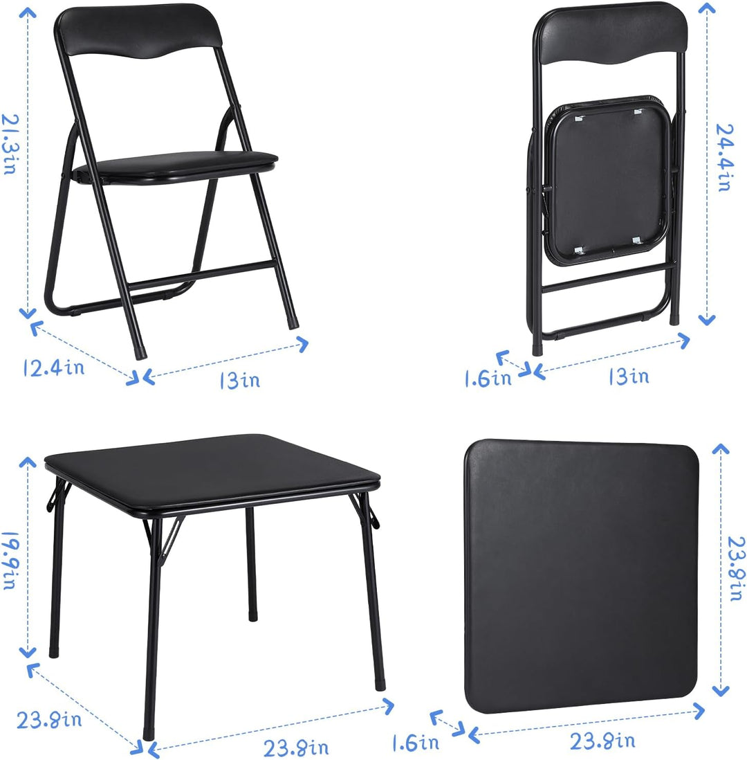Garvee Platzsparendes, faltbares Kindertisch-Set – Robuster Metallrahmen, Bequeme Lederpolsterung, i