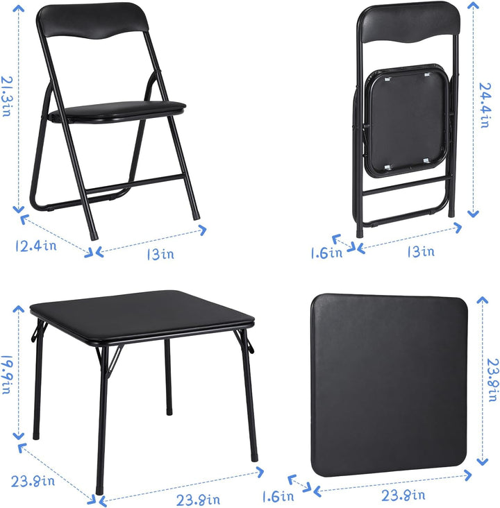 Garvee Platzsparendes, faltbares Kindertisch-Set – Robuster Metallrahmen, Bequeme Lederpolsterung, i