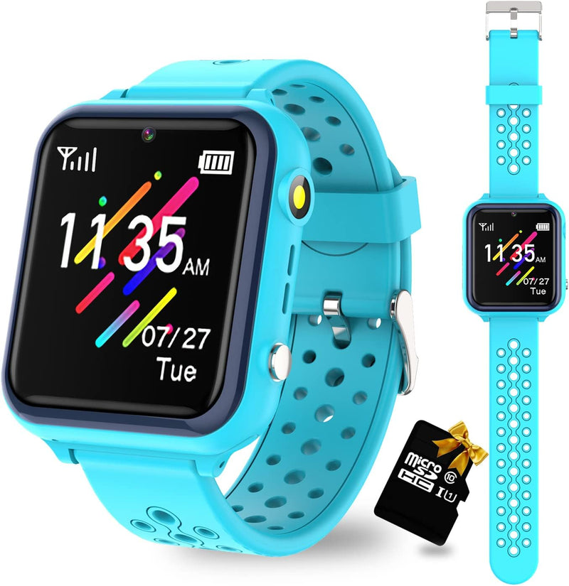 Retysaz Smartwatch Kinder, Spiele, Telefon für Mädchen und Jungen Blau, Blau