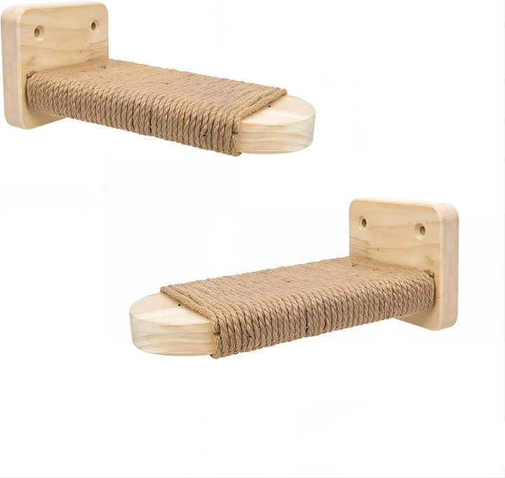 Katzentreppe Wand 4pcs,Kletterwand Katzen, Katzenleiter Katzenbretter mit Juteseil zum Kratzen, Katz