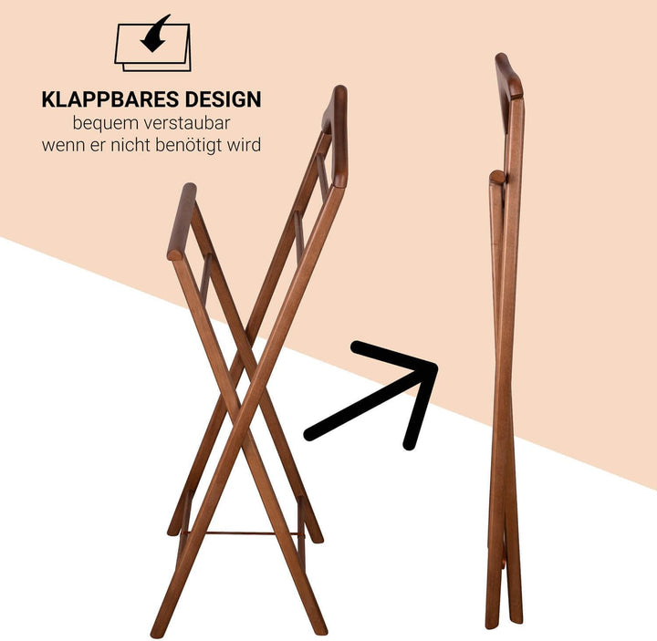 2x Herrendiener Kleiderbutler Kleiderständer Stummer Diener aus Holz klappbar und leicht (Nussbaum)