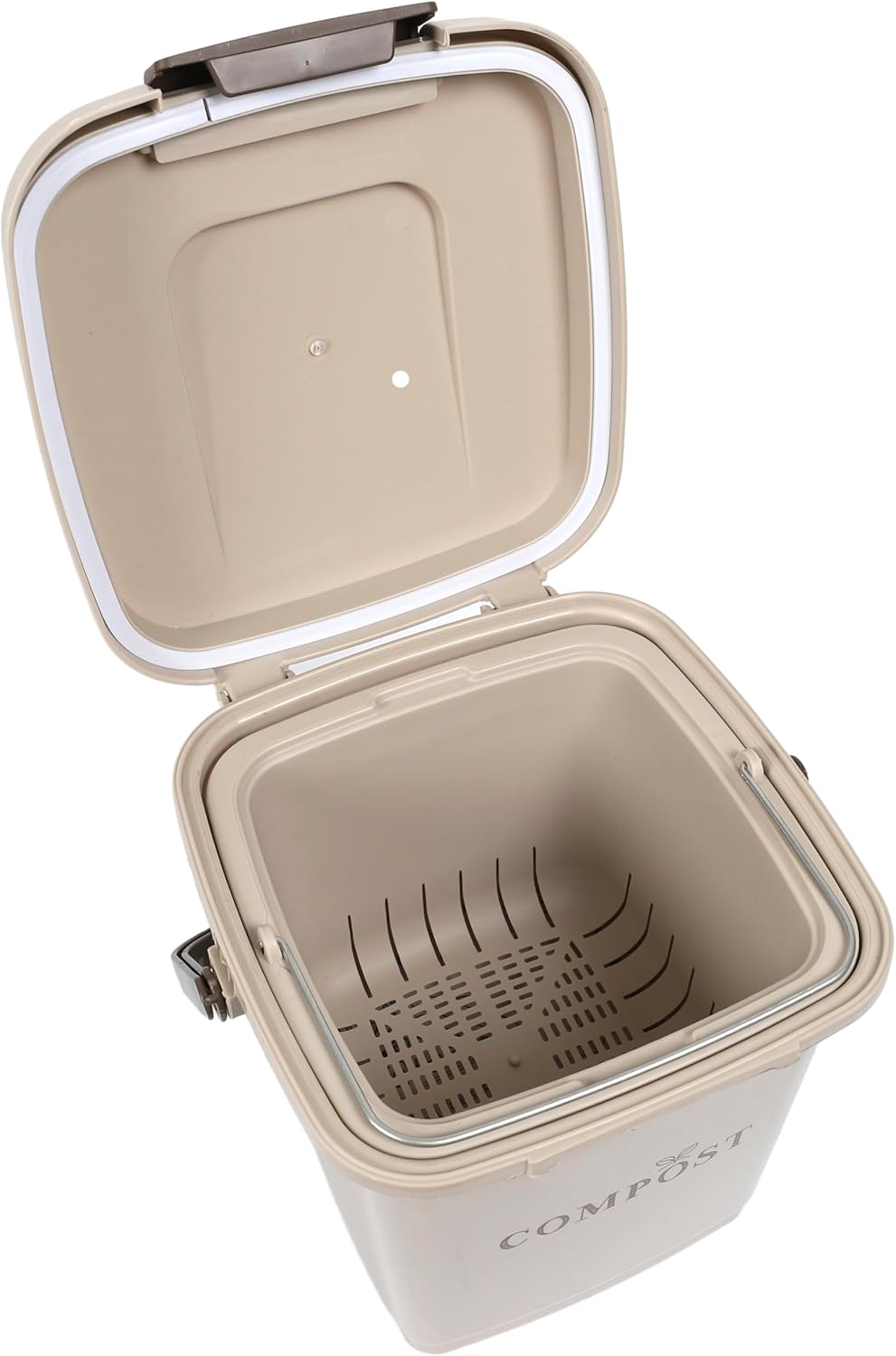 JE CHERCHE UNE IDEE, ME0021, Kompostbehälter mit perforiertem Eimer und Deckel, 8-Liter-Kompostbehäl