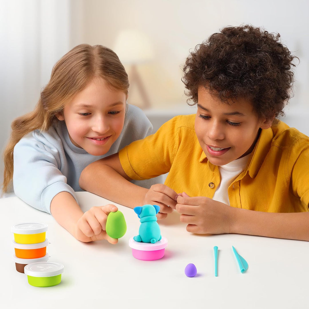 Hey Clay Dog Story 15 Dosen – Bunte lufttrocknende Modelliermasse für Kinder – Air Dry Clay Kit 15 D
