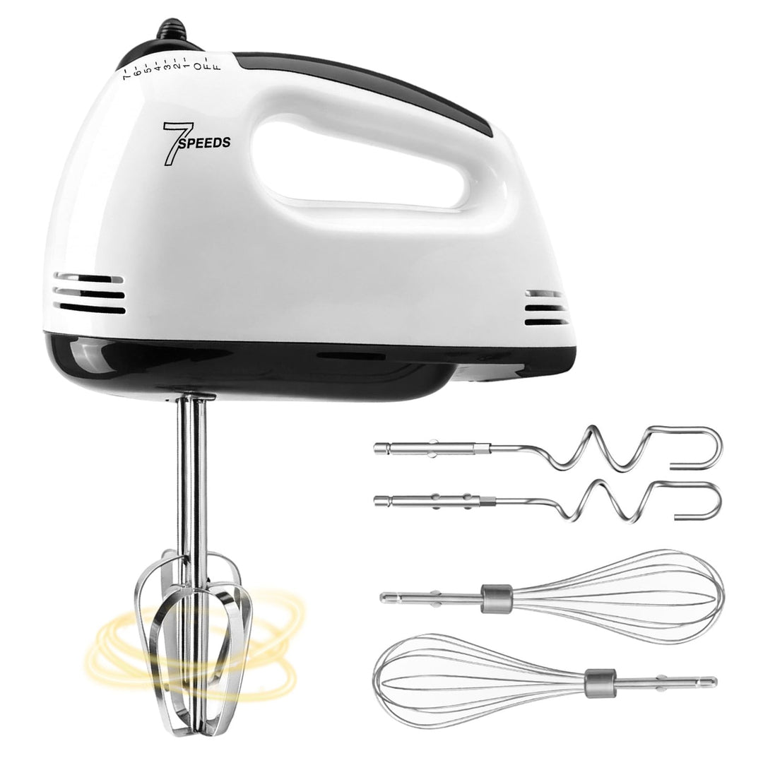 Elektrischer Handrührgerät, 7 Geschwindigkeiten Handmixer, Handrührer mit Edelstahl Knethaken, Schne